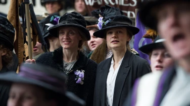 Suffragette film trailer button